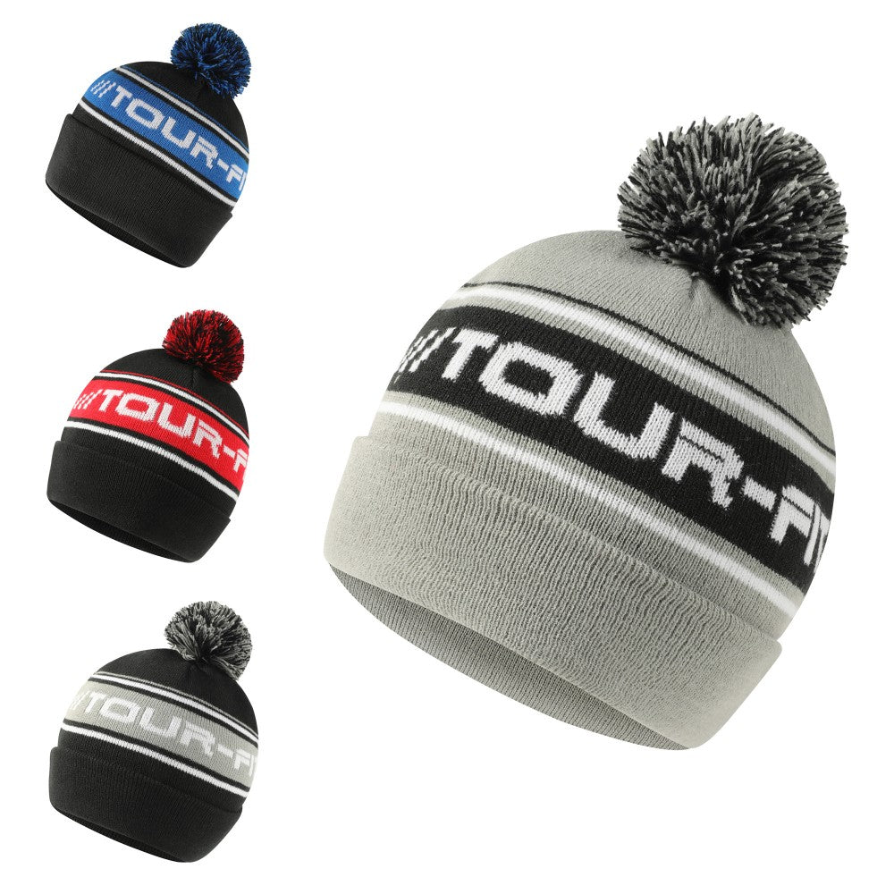 Golf Winter Hat Tour-Fit Golf Beanie Hat Thermal Golf Pom Pom Bobble Hat