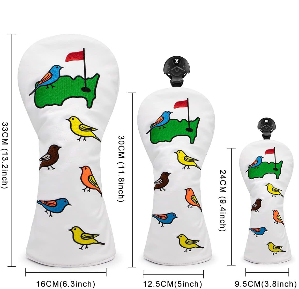 Golf Club Covers Headcover for Driver, Fairway, Hybrids-Birdie&Green Pattern