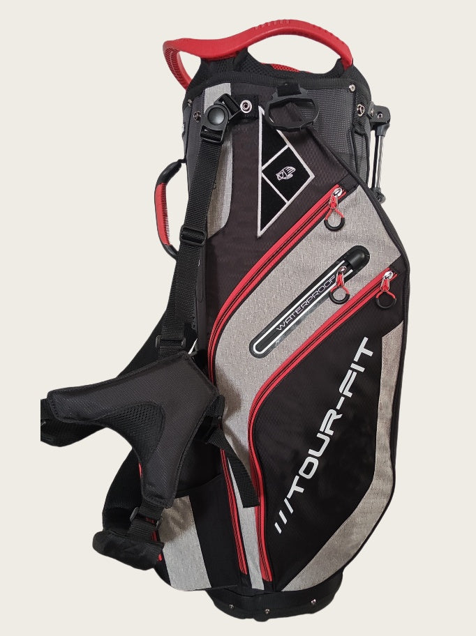 Tour-Fit Golf Stand Bag 14 Way Top Full Length Divider-Black/Gray/Red