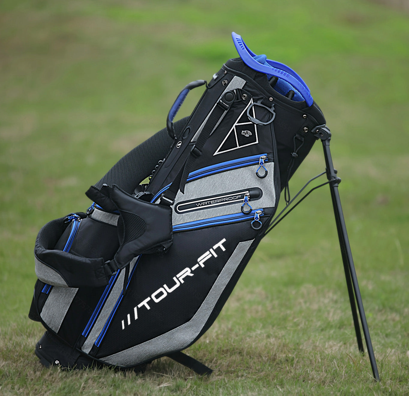Tour-Fit Golf Stand Bag 14 Way Top Full Length Divider-Black/Gray/Blue