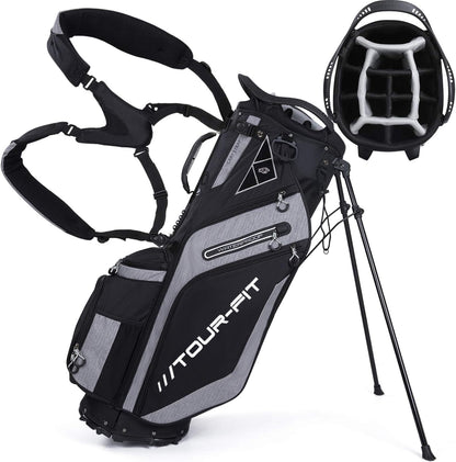 Tour-Fit Golf Stand Bag 14 Way Top Full Length Divider-Black/Gray