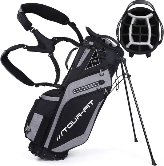 Tour-Fit Golf Stand Bag 14 Way Top Full Length Divider-Black/Gray