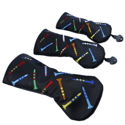 Golf Club Cover-Golf Headcover with Embroidered Golf Tees Pattern