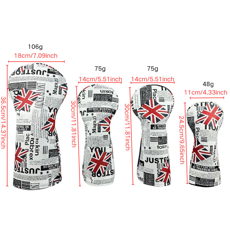 Golf Headcover Union Jack Newspaper Pattern Golf Club Cover