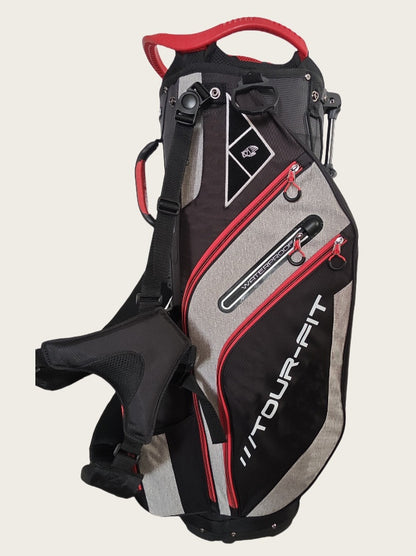 Tour-Fit Golf Stand Bag 14 Way Top Full Length Divider-Black/Gray/Red