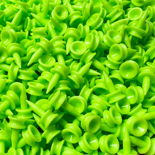 Small Green Golf Tees Castle Golf Tees 1 Inch (25mm) Lime Neon Tees