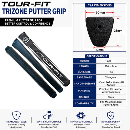 Tri Zone Golf Putter Grip / Golf Putter Grip by Tour Fit Golf Grips