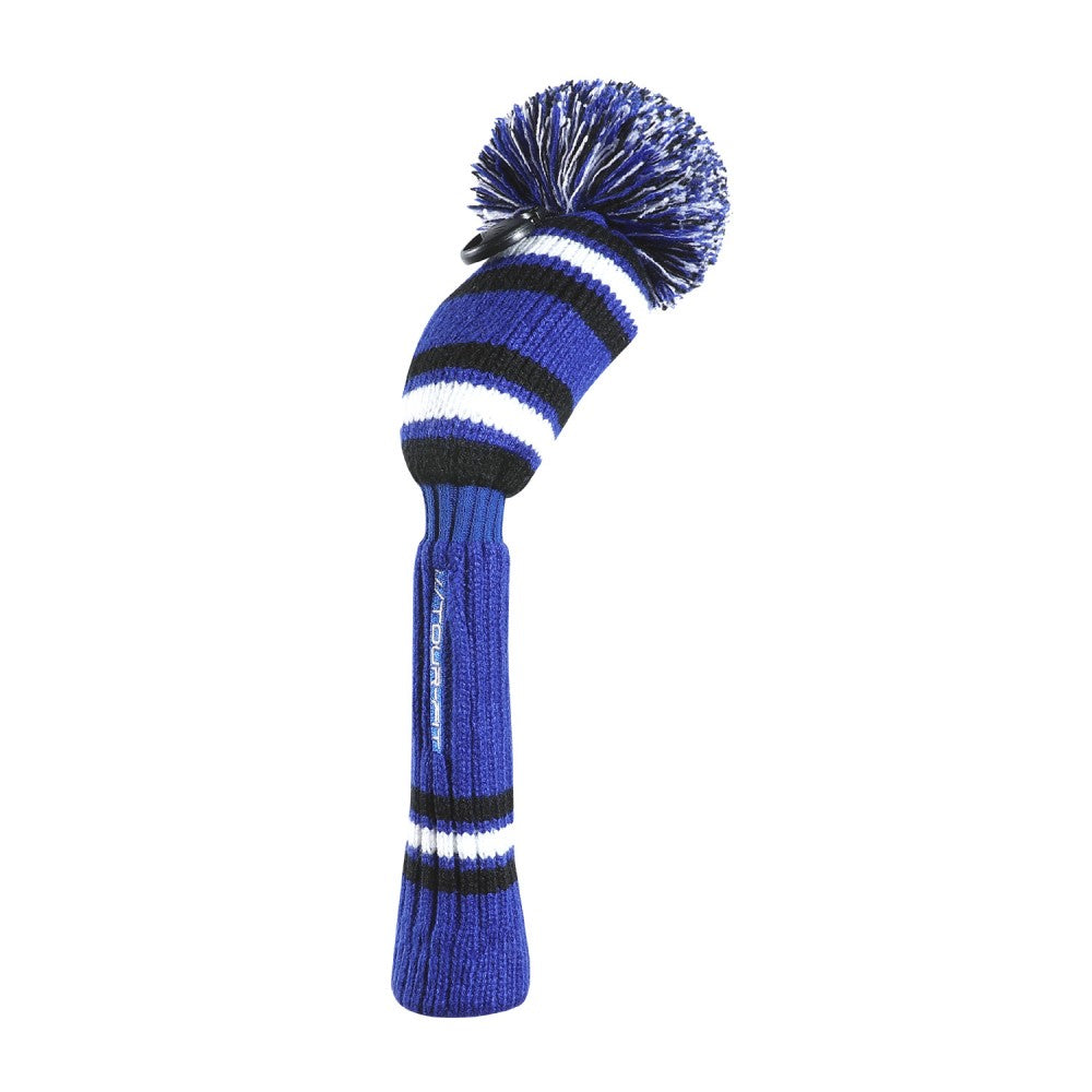 Golf club Headcover Tour Fit Double Layer Pom Pom Knitted Blue/Black/White