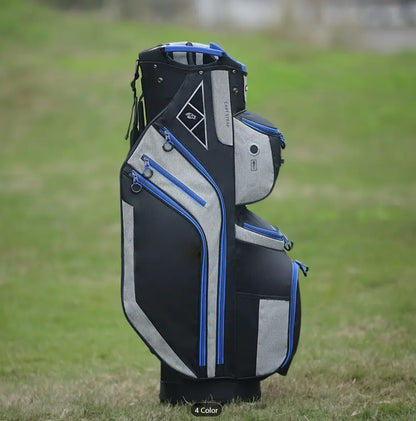 Tour-Fit Golf Cart Bag 14 Way Top Full Length Divider Black/Gray/Blue
